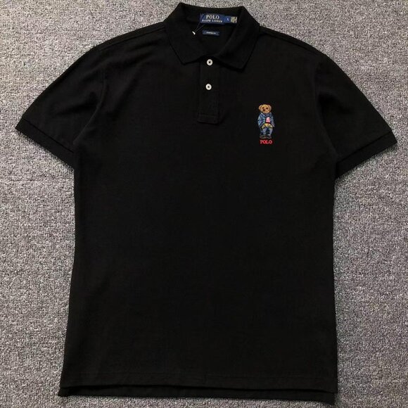 Ralph Lauren Black Cotton Graphic Embroidered Polo Shirt